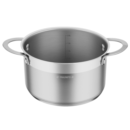 Кастрюля из нержавеющей стали со стеклянной крышкой, 18 см, 2,5 л. MAUNFELD GERDA MCS25S07