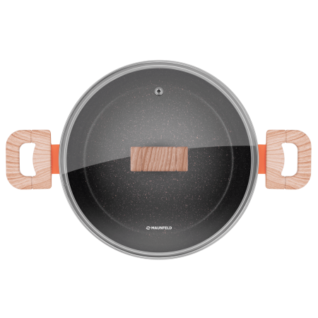 Кастрюля из кованого алюминия со стеклянной крышкой, 24 см, 4,1 л. MAUNFELD MARTA MCS41FA06CL