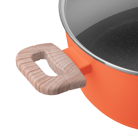 Кастрюля из кованого алюминия со стеклянной крышкой, 24 см, 4,1 л. MAUNFELD MARTA MCS41FA06CL